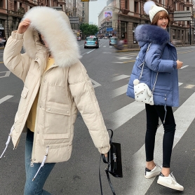 8859韩版新款短款羽绒服女装冬季学生棉袄ins加厚大毛领棉衣外套