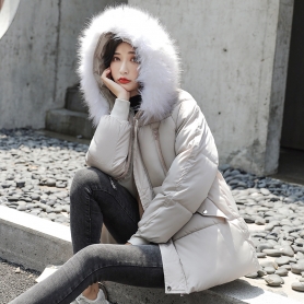 8906韩国东大羽绒服女新款宽松大毛领面包服学生bf棉衣时尚外套